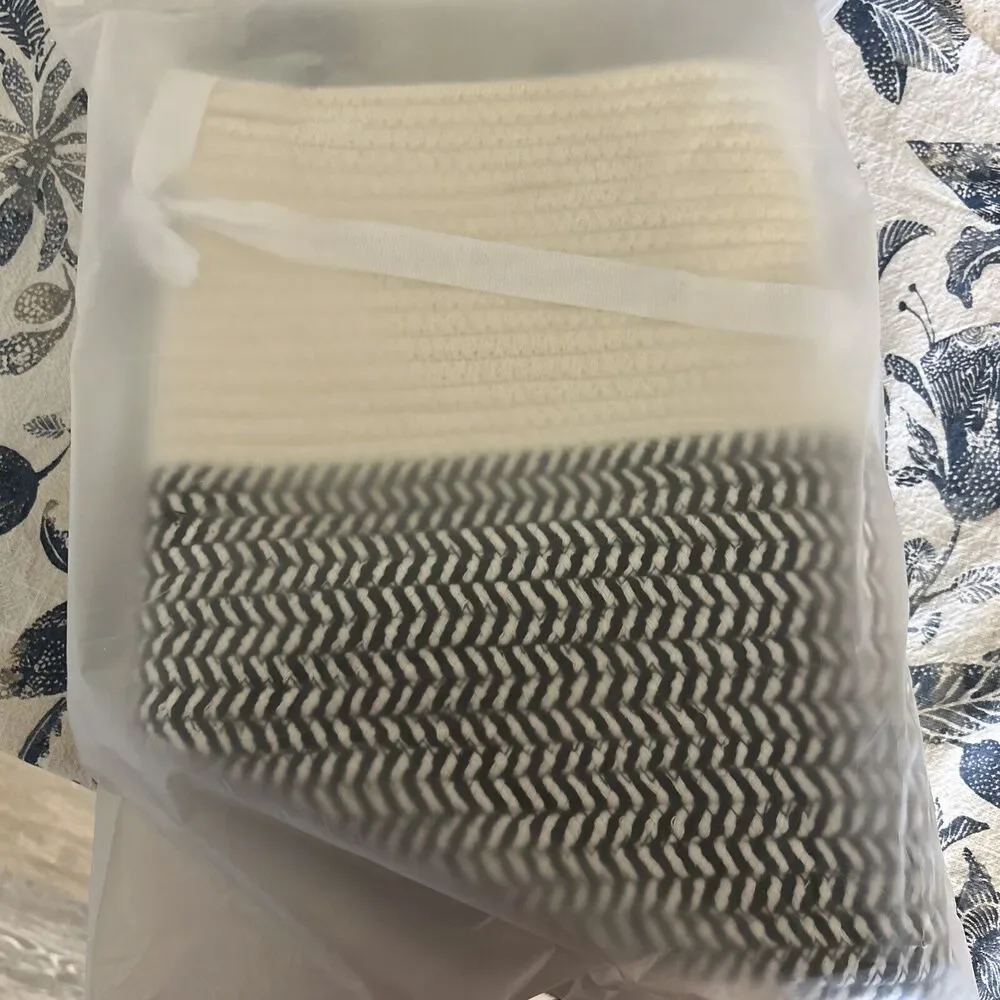 Woven Laundry Storage Basket ROKR Brand New With Handles Two Tone Black Cream